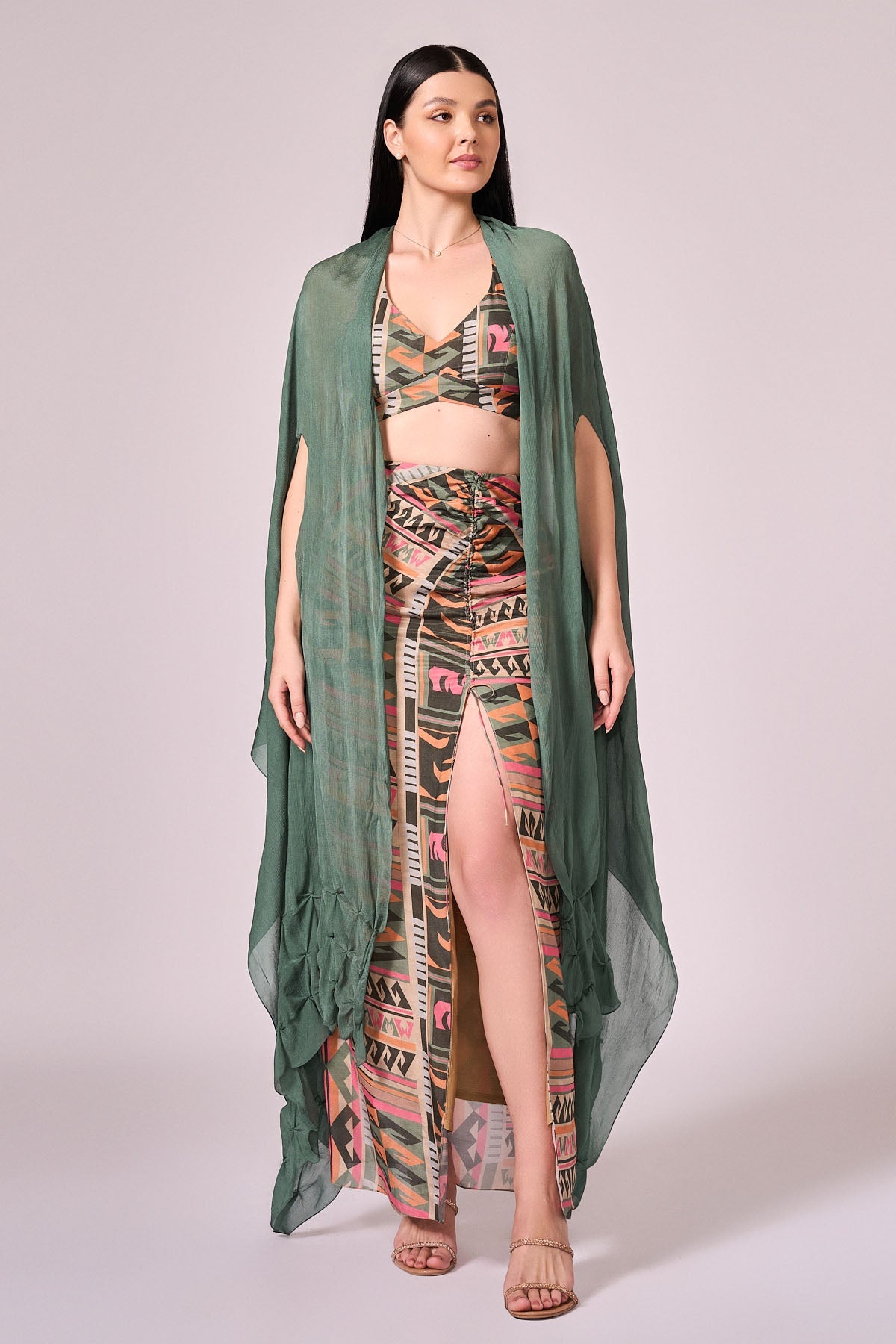 Buy Multicolor Printed Cape Set by Koswi for women online at ScrollnShops